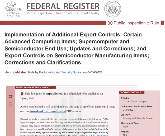 赌博网站视点 | 4月4日生效美国对华芯片出口管制新规深入强调“中国总部”概念